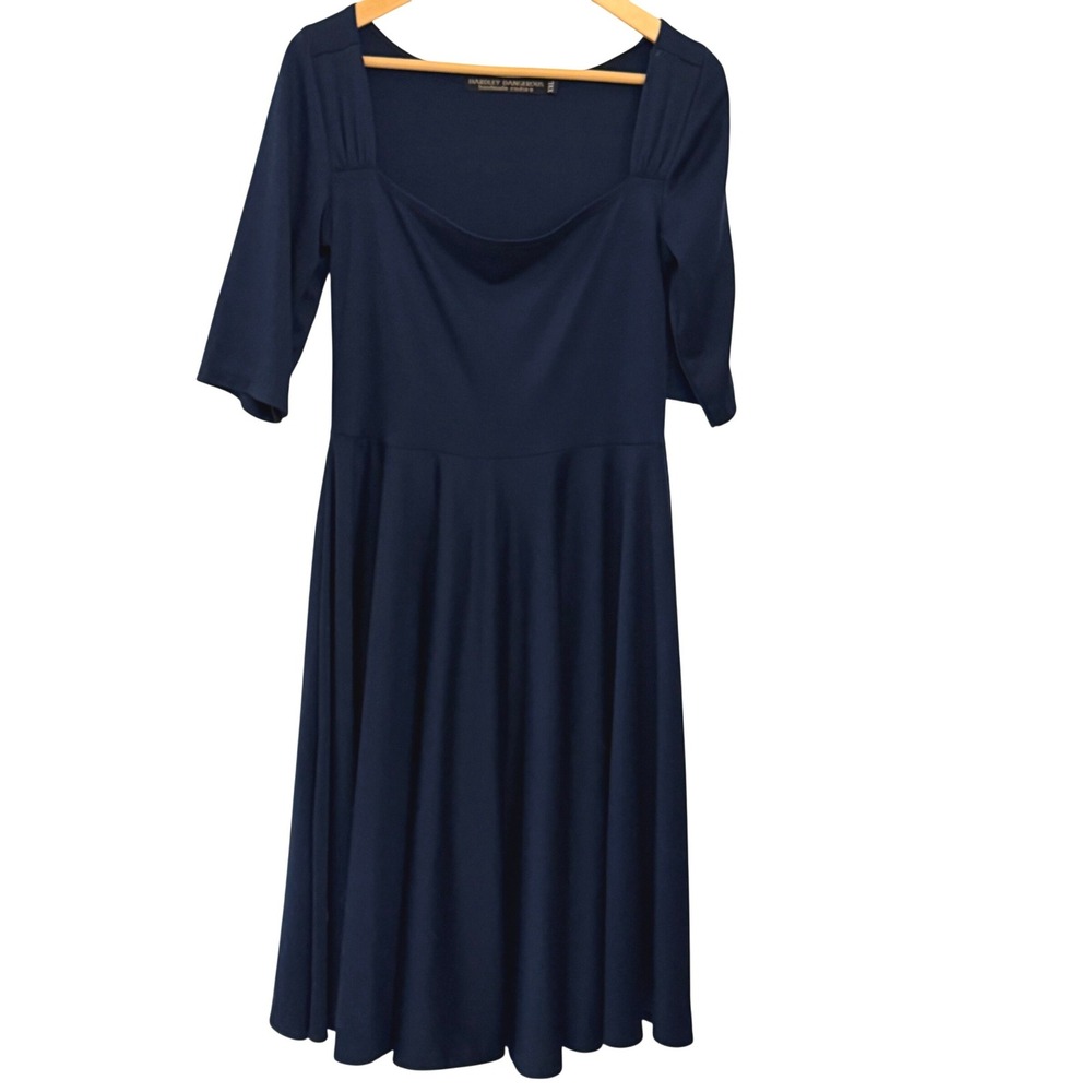 Hardley Dangerous Fit Flare Dress Womens XXL Navy Blue Excellent Square Neck 3/4